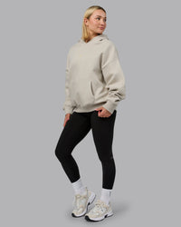 Woman wearing MVP Oversized Hoodie - Shale Beige | Model:Halle | Size:XS | Thumbnail Index: 9