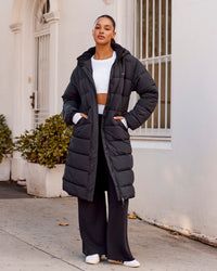 Go-To Puffer Long Jacket - Black | Thumbnail Index: 12