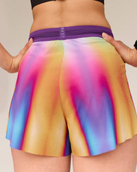 Woman wearing Accelerate 3" High-Rise Running Short - Radiate Print