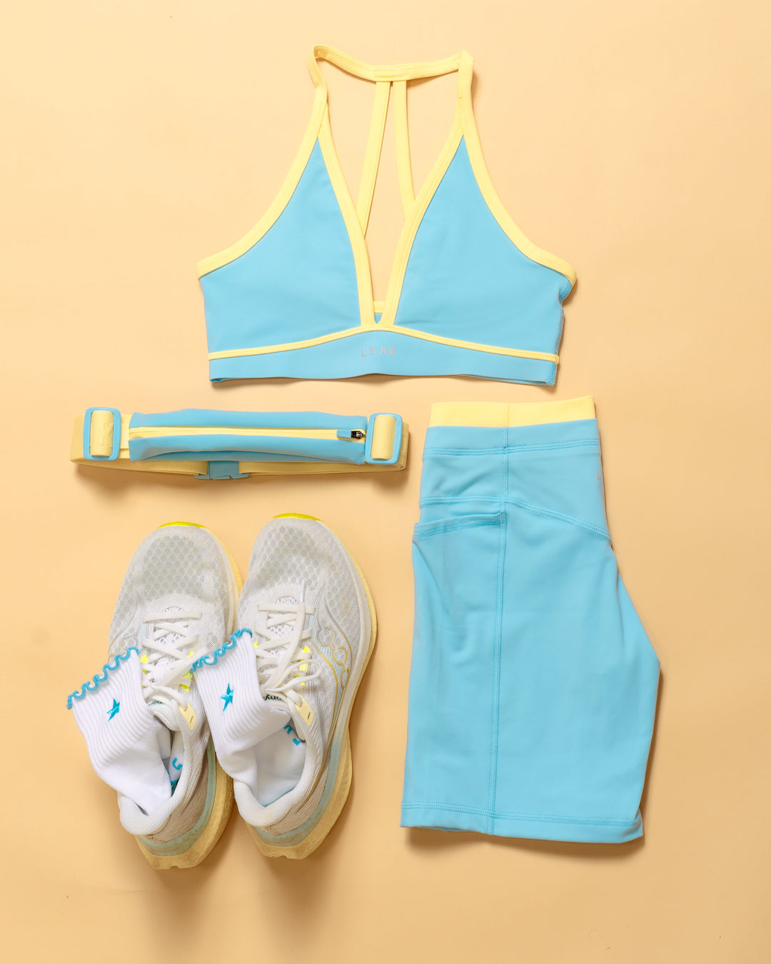Flatlay Breeze Sports Bra - Baltic Sea-Lemon