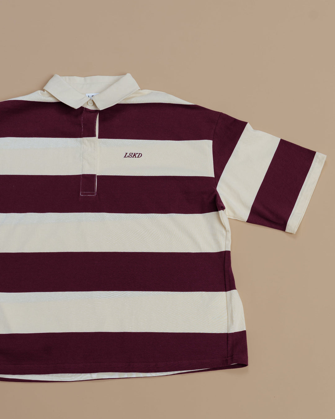 Oversized Rugby Polo - Off White-Cherry