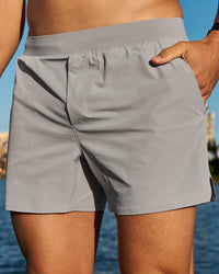 Man wearing Hybrid Lined 5" Short - Alloy | Thumbnail Index: 0