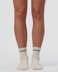 1% Better Pilates Grip Sock - Off White-Black