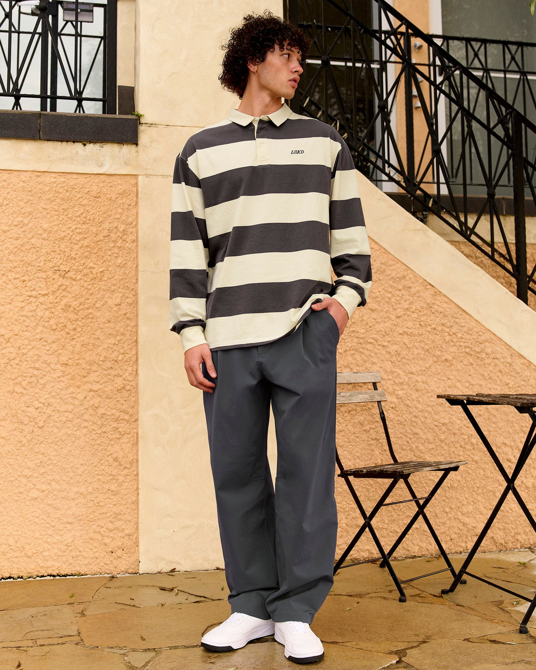 Clubhouse Unisex Rugby Polo - Off White-Grey