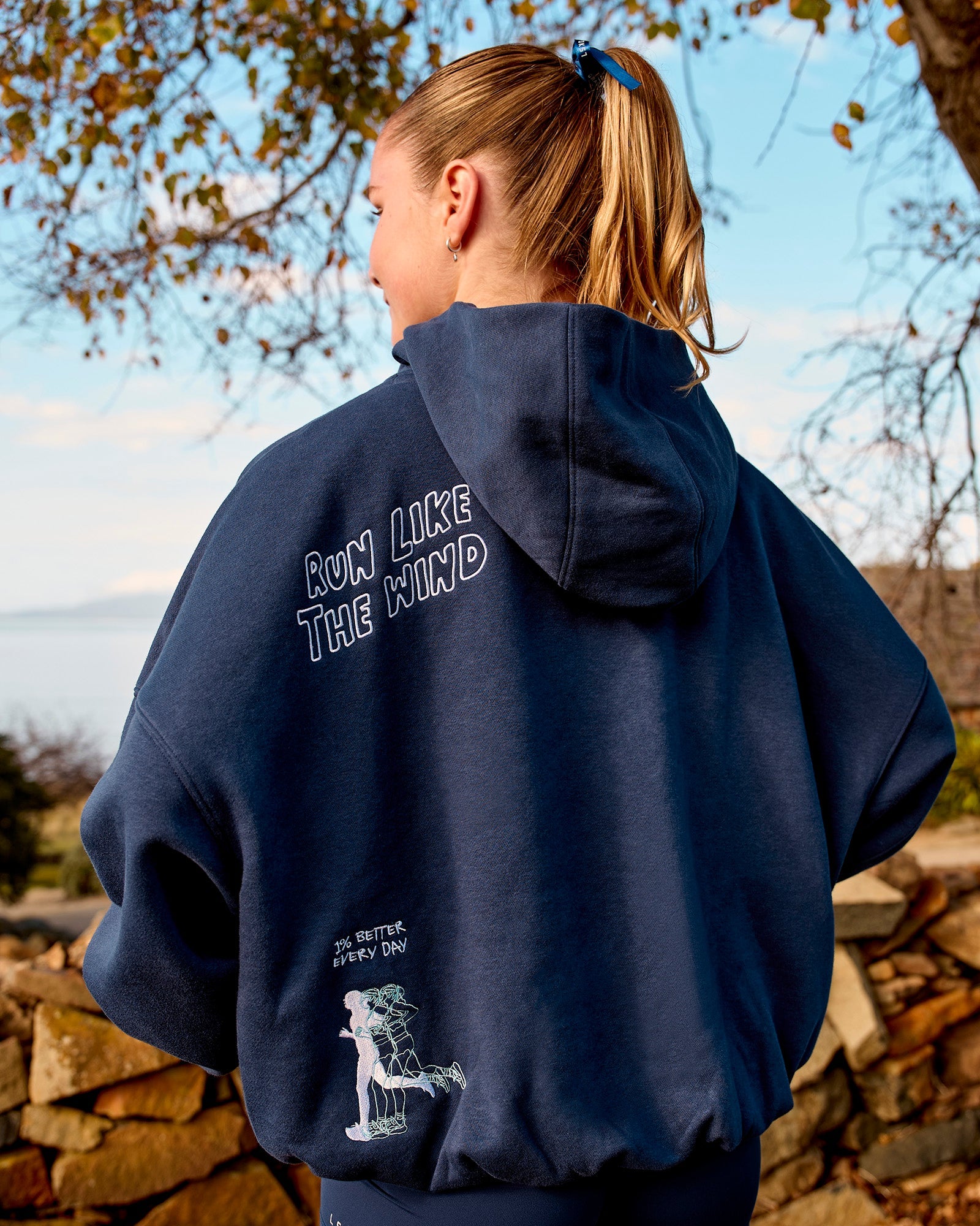 Woman wearing Zola Oversized Hoodie - Future Navy | Model:Brianna | Size:M