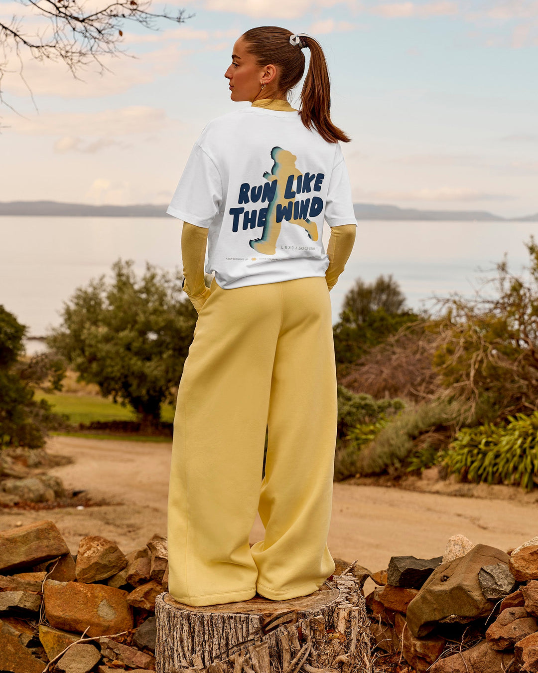Woman wearing Zola Wide Leg Lounge Pant - Lemon | Model:Grace | Size:S
