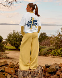 Woman wearing Zola Wide Leg Lounge Pant - Lemon | Model:Grace | Size:S