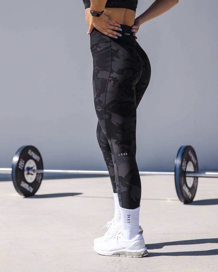 Fusion Full Length Leggings with Pockets - Black Camo
