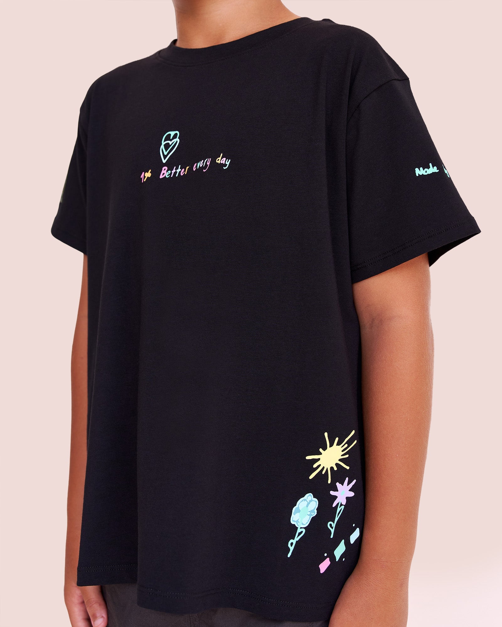 Child wearing Mother's Day Mini Me Kids FLXCotton Tee  - Black | Model:Jude | Size:8