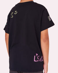 Child wearing Mother's Day Mini Me Kids FLXCotton Tee  - Black | Model:Jude | Size:8