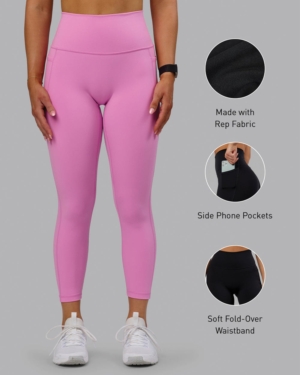 Woman wearing Fusion 7/8 Length Tights - Spark Pink