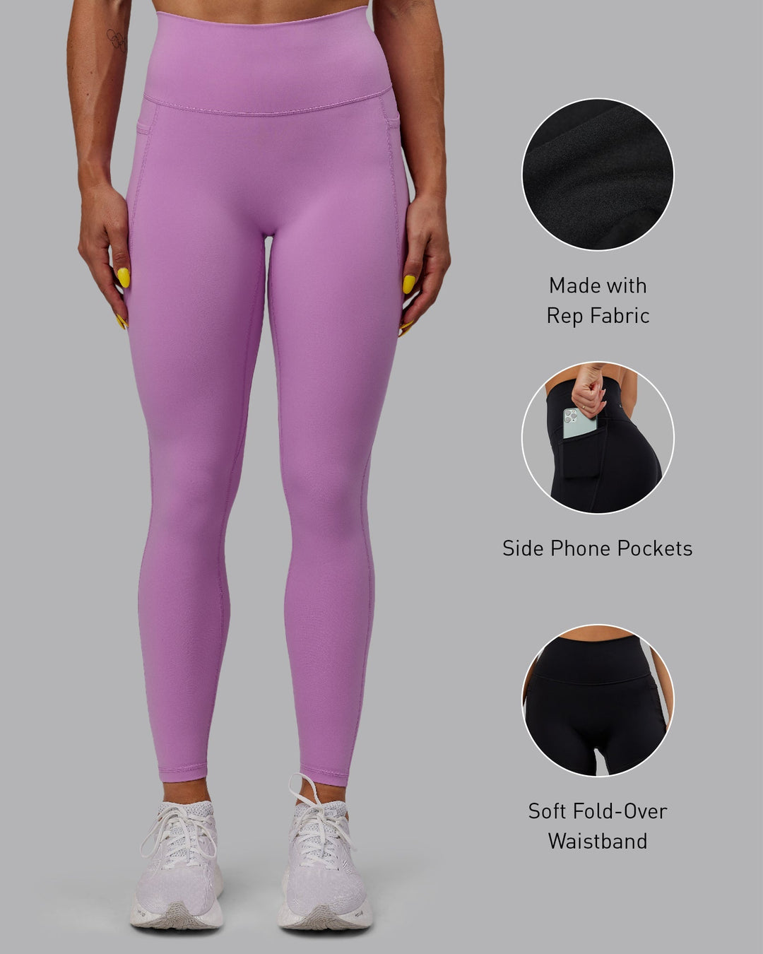 Woman wearing Fusion Full Length Leggings - Light Violet