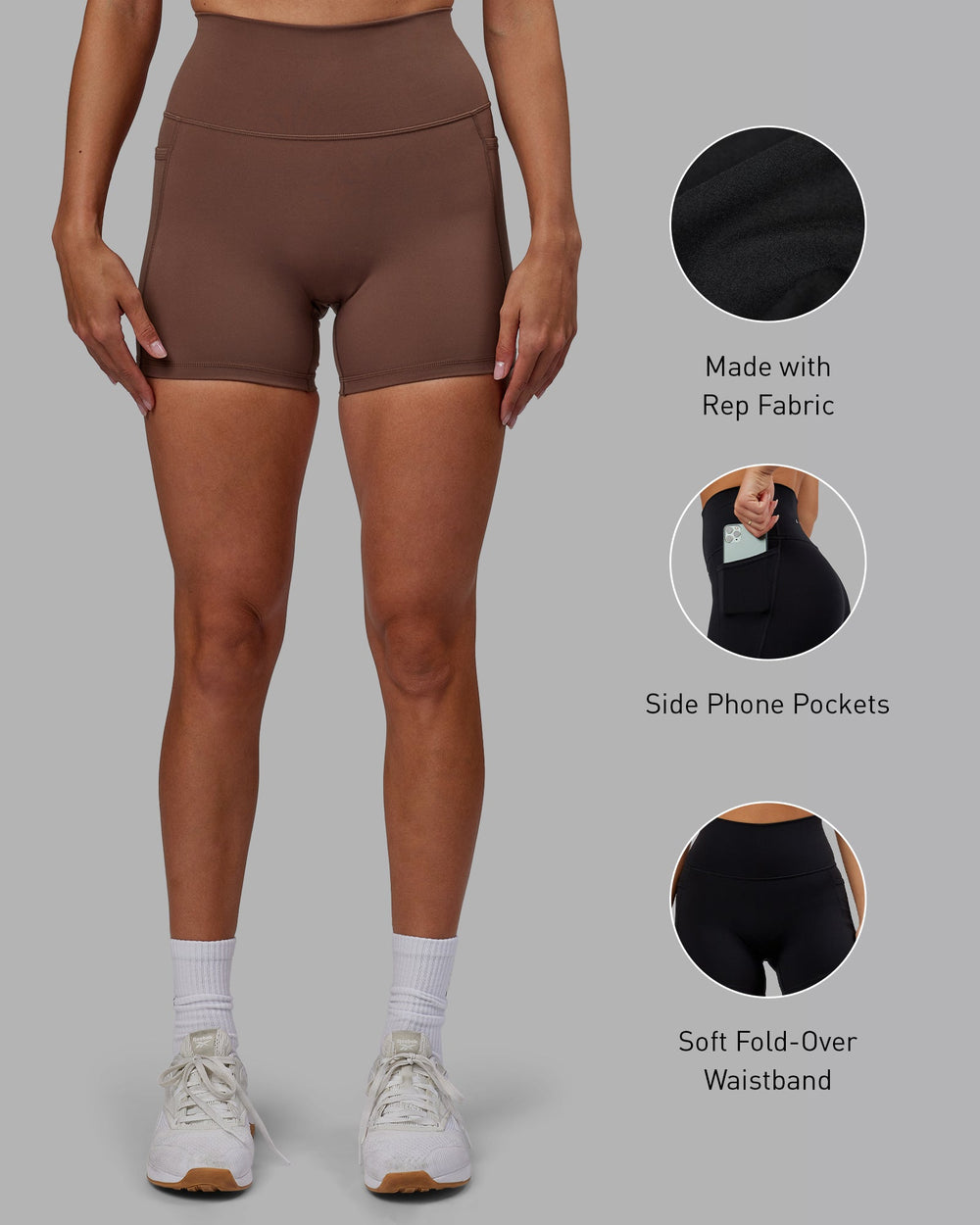 Woman wearing Fusion X-Length Shorts - Dull Rust