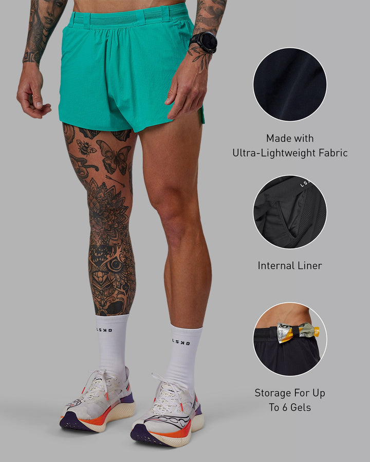 Man wearing Race Day 3&quot; Lined Running Shorts - Atlantis
