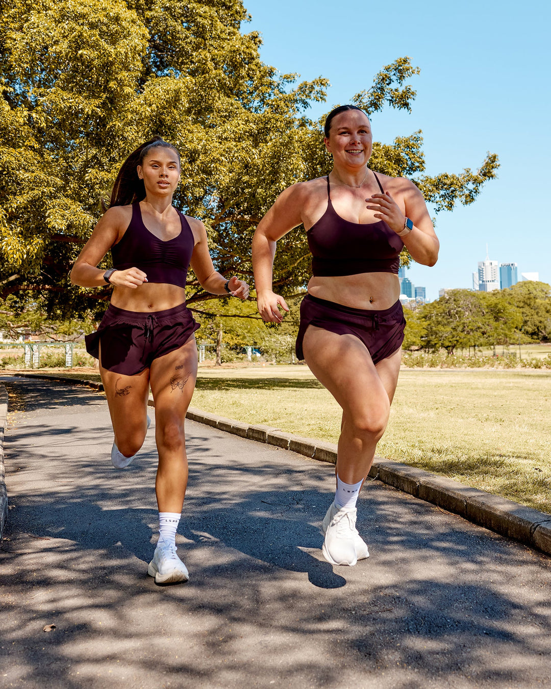 Woman wearing Accelerate 3&quot; Run Shorts - Mulberry