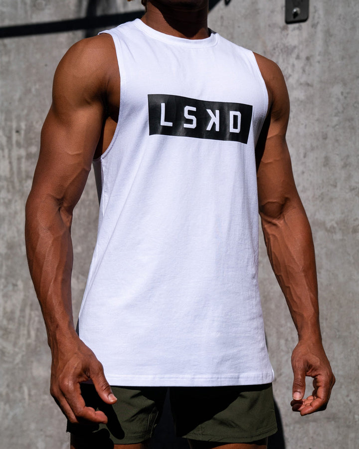 Strength FLXCotton Training Fit Tank - White-Black
