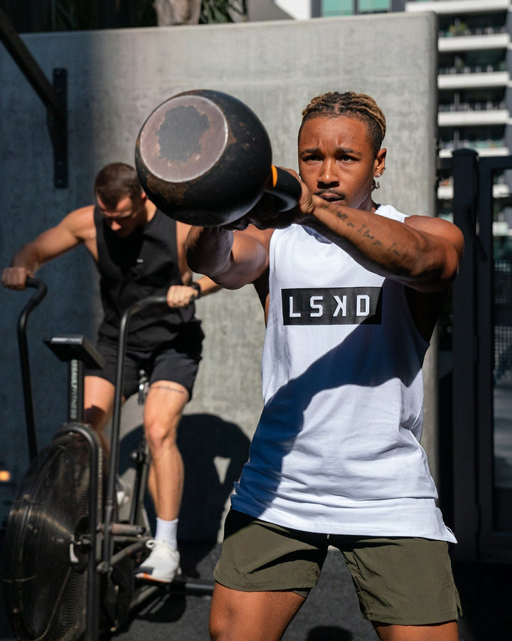 Strength FLXCotton Training Fit Tank - White-Black
