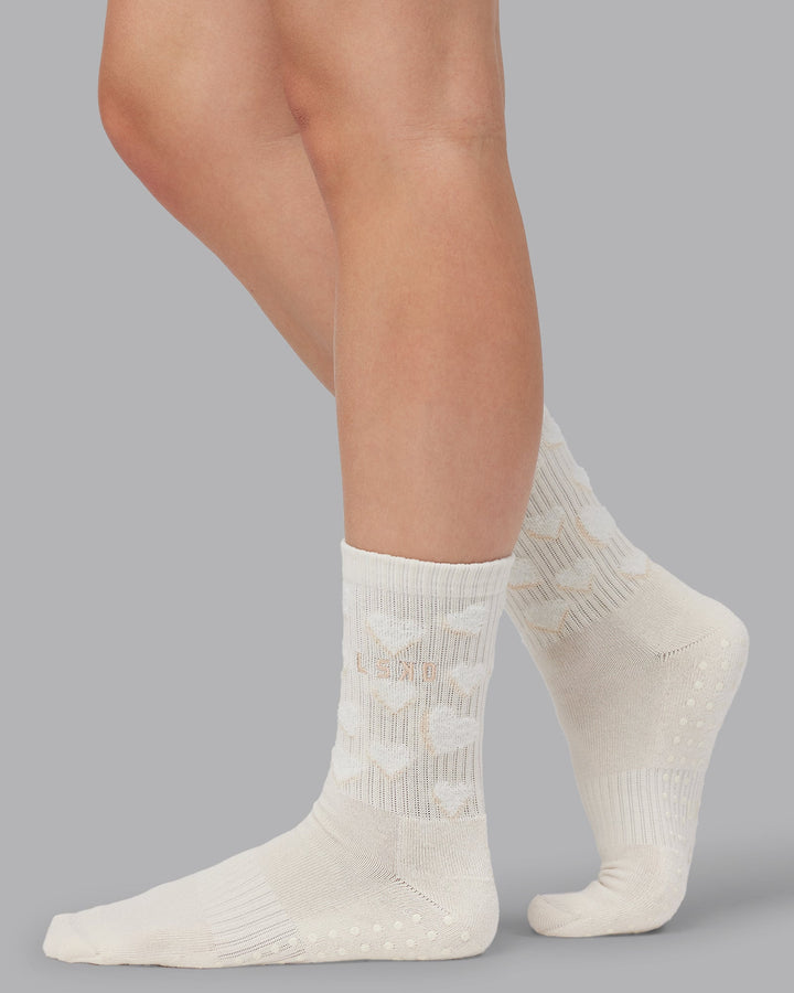 Cupid Crew Pilates Grip Socks - Ivory
