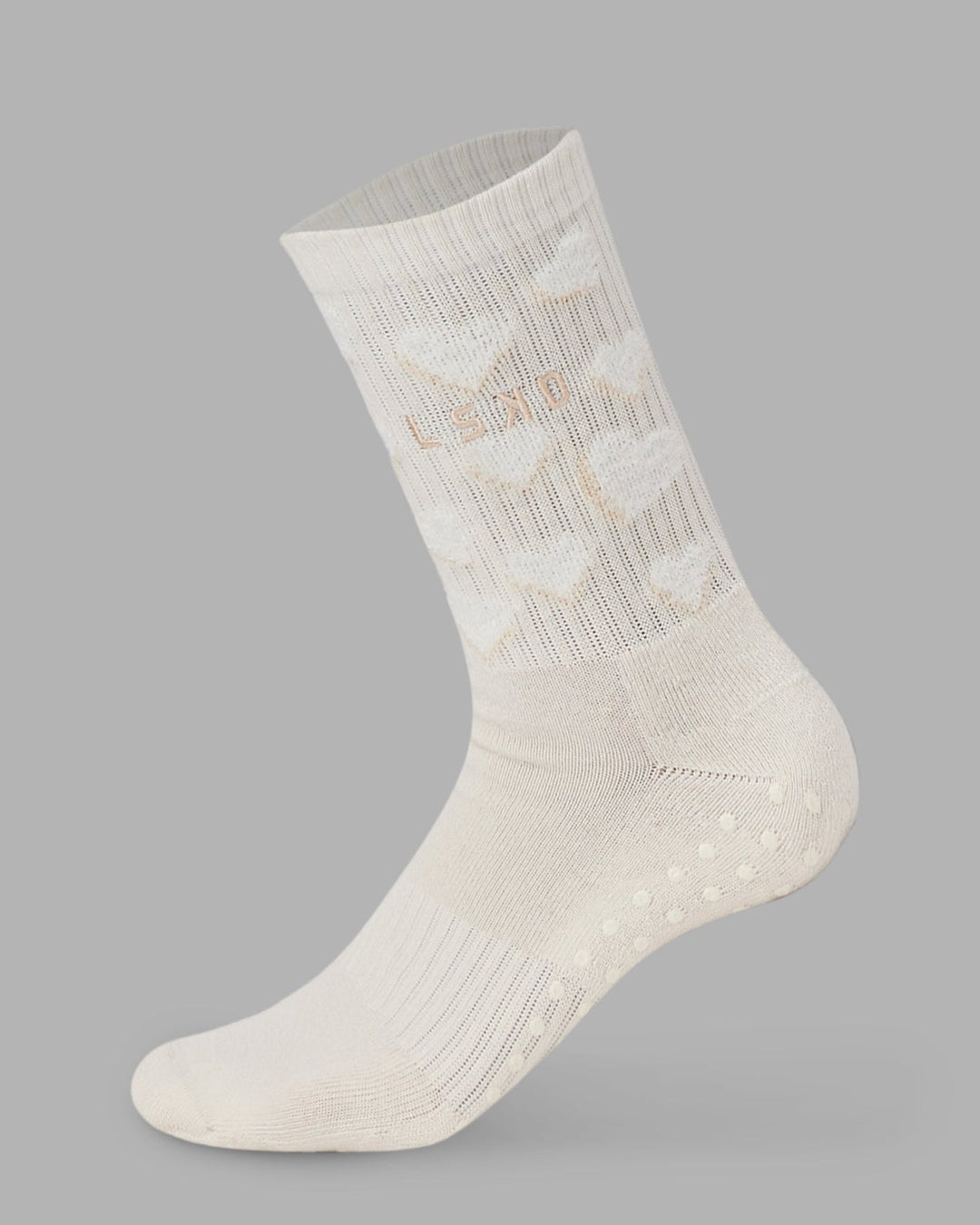 Cupid Crew Pilates Grip Socks - Ivory - view 6