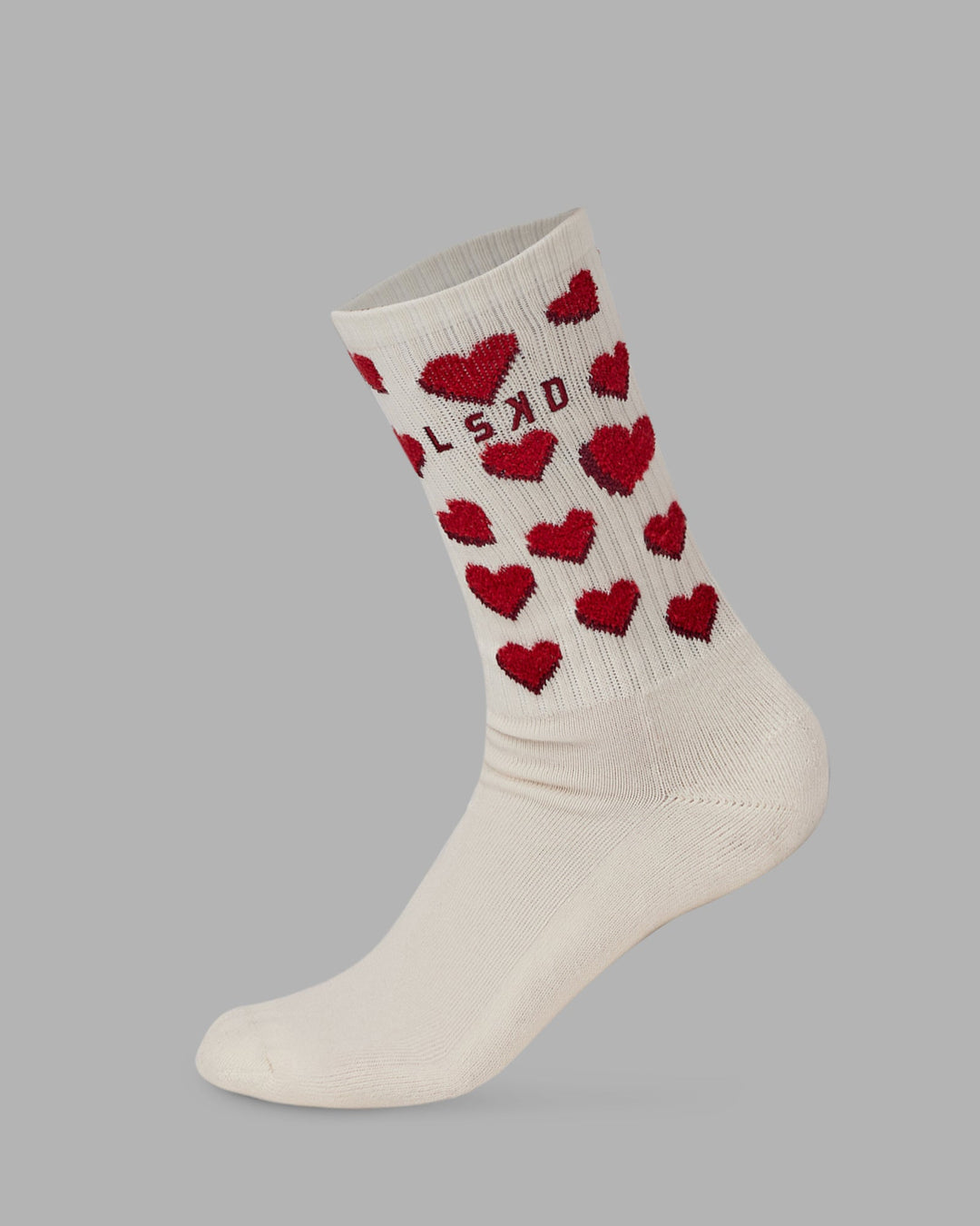 Cupid Crew Socks - Off White-Cherry Red