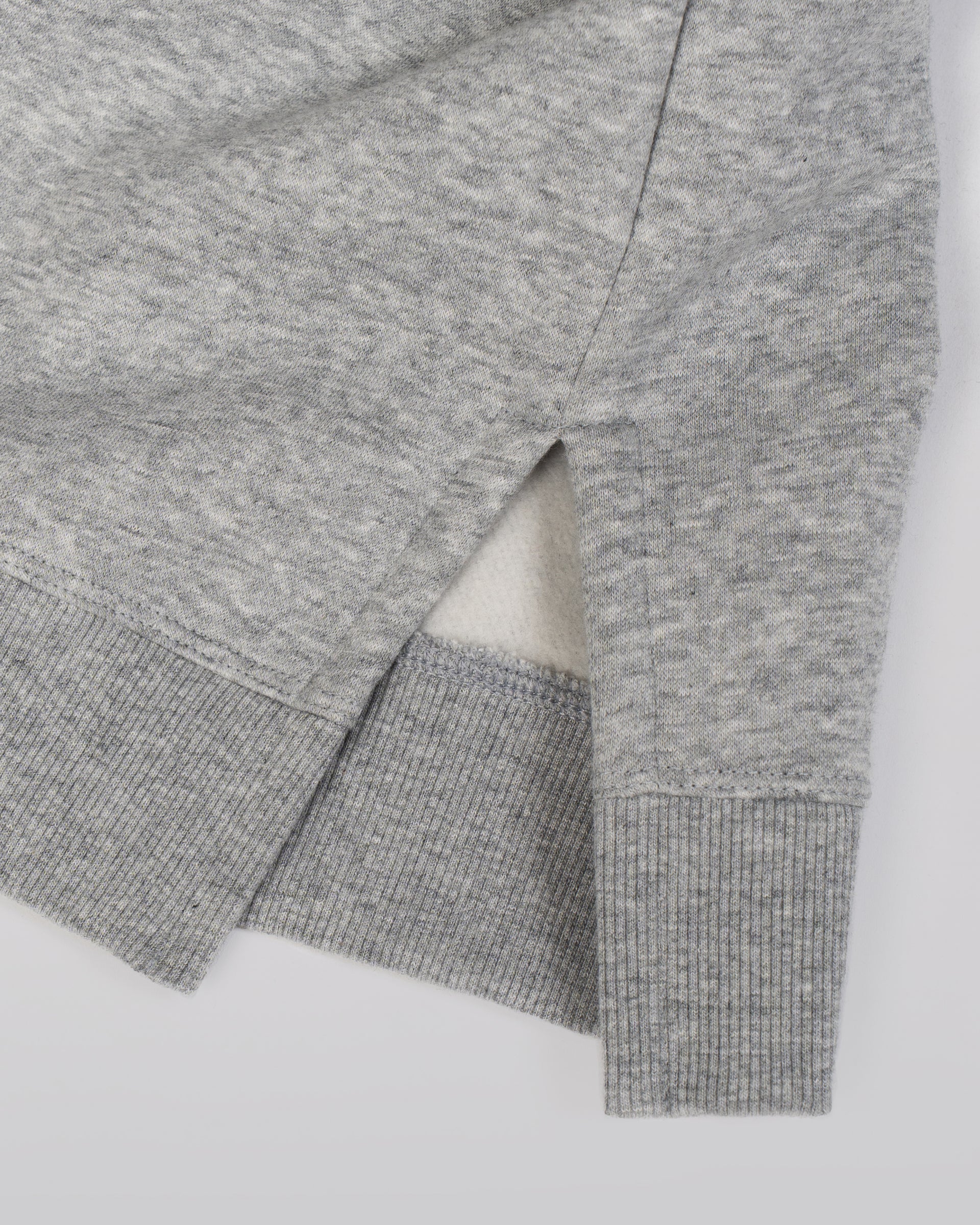 Full Form Fleece Sweater with Side Slits - Marl Grey