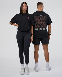 Duo wearing GTC Heavyweight Oversized Tee - Black-Cantaloupe | Model:Both | Size:Duo