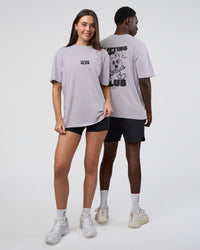 Duo wearing Kettle B FLXCotton Oversized Tee - Galactic Lilac-Black | Model:Both | Size:Duo | Thumbnail Index: 0