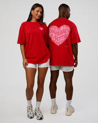 Duo wearing Love the Journey FLXCotton Oversized Tee - Flame-Candy Pink | Model:Both | Size:Duo