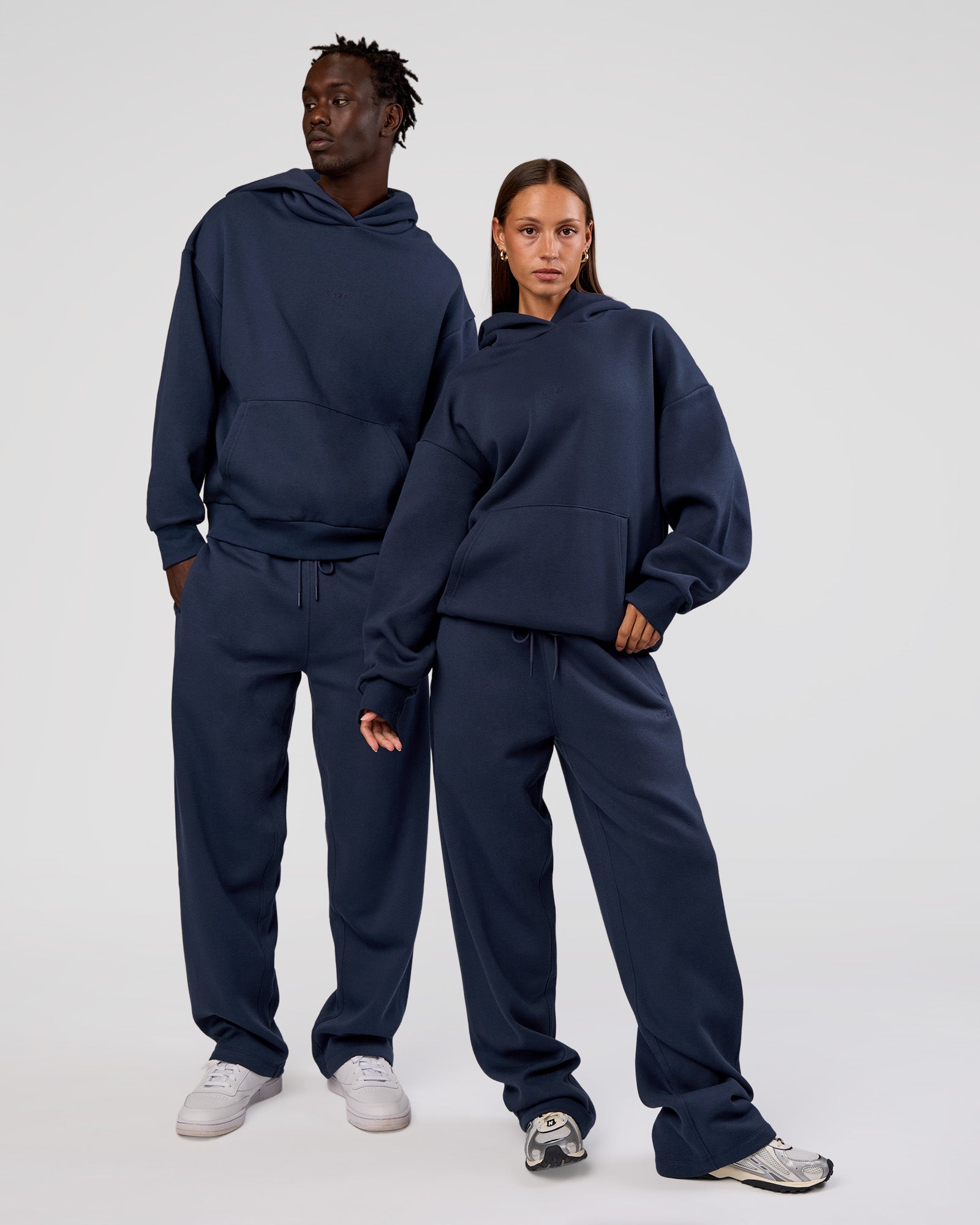 Duo wearing MVP Oversized Hoodie - Future Navy | Model:Both | Size:Duo