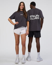 Duo wearing Runner's FLXCotton Oversized Tee - Black Washed-White | Model:Both | Size:Duo