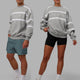 Duo wearing Unisex Collateral Sweater Oversize - Lt Grey Marl-White