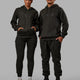 Duo wearing Unisex Structure Hoodie - Pirate Black-Black