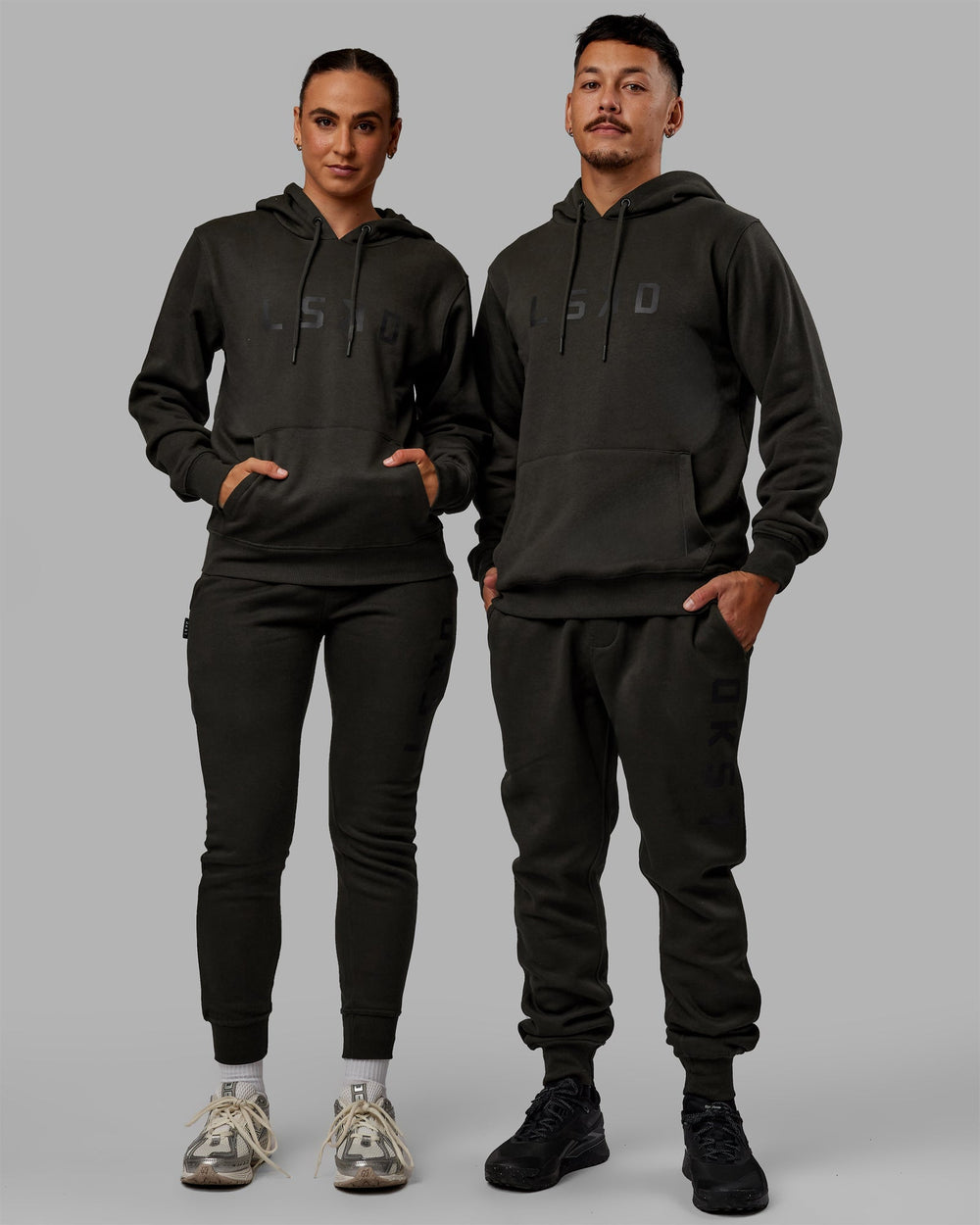 Duo wearing Unisex Structure Joggers - Pirate Black-Black