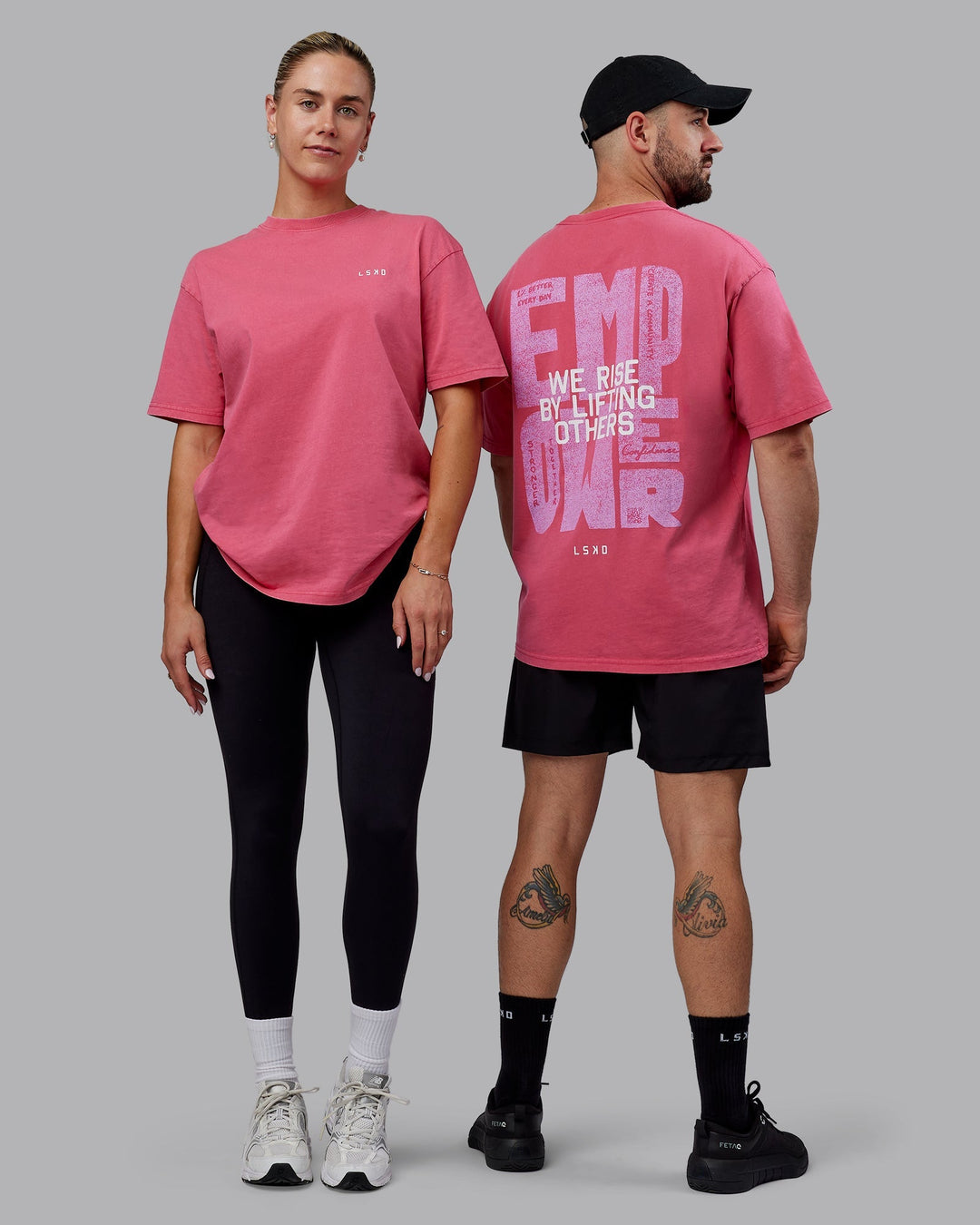 Unisex Washed Empower Tee Oversize - Berry Pink-Pastel Orchid