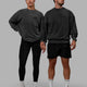 Duo wearing Unisex Washed Segmented Sweater Oversize - Black