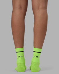 Fast Performance Quarter Socks - Lime Glo-Black