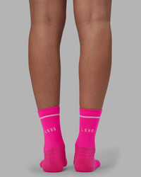 Fast Performance Quarter Socks - Neon Pink-White