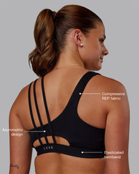 Woman wearing Galvanise Sports Bra 2.0 - Black | Model:Phoebe | Size:S