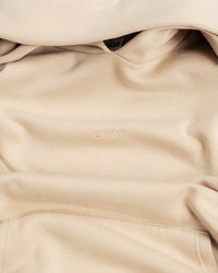 Close up of LSKD Logo on Base Oversized Hoodie - Shale Beige
