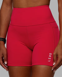 Women Wearing Flux Ultra High-Rise 6" Short Pockets - Scarlet