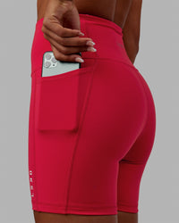 Women Wearing Flux Ultra High-Rise 6" Short Pockets - Scarlet