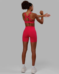 Women Wearing Flux Ultra High-Rise 6" Short Pockets - Scarlet