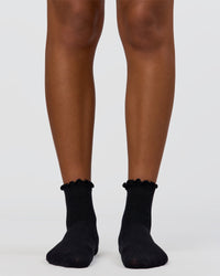Frill Quarter Sock - Black | Thumbnail Index: 1