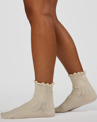 Frill Quarter Sock - Ivory | Thumbnail Index: 1