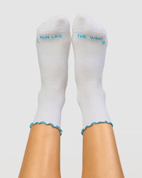 GG - Fast Frill Quarter Sock - GG- White-Baltic Sea | Thumbnail Index: 2