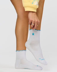 GG - Fast Frill Quarter Sock - GG- White-Baltic Sea | Thumbnail Index: 3