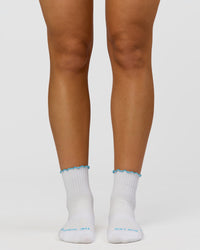 GG - Fast Frill Quarter Sock - GG- White-Baltic Sea | Thumbnail Index: 4