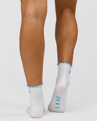 GG - Fast Frill Quarter Sock - GG- White-Baltic Sea | Thumbnail Index: 6