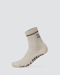 1% Better Pilates Grip Sock - Off White-Black