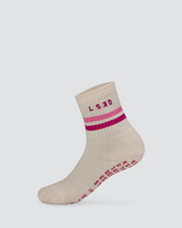1% Better Pilates Grip Sock - Off White-Black